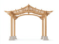 Pérgola de jardín - estructura de madera 300 x 120 x 280 cm - marrón claro-blanco - diseño oriental con cubierta abierta