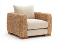 Sillones de ratán - estructura trenzada 92 x 88 x 84 cm - marrón claro-beige - diseño moderno con reposabrazos