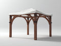 Pérgola de jardín de madera 360x300x285 cm - marrón-blanco - diseño clásico con cubierta textil para exterior