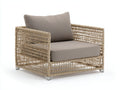 Sillón de ratán 98x88x82 cm - Ratán natural-Gris topo - Diseño moderno de tejido abierto
