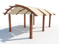 Pérgola de jardín de madera 400x300x260 cm - Marrón y beige - Cubierta textil arqueada