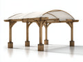 Pérgola de jardín de madera 400x300x260 cm - Madera natural-Blanco - Diseño rústico con cubierta arqueada