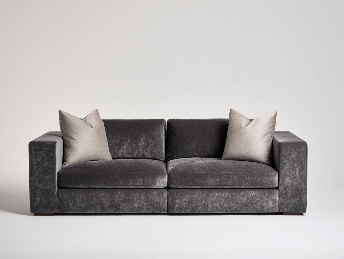 Sofá 2 plazas tapizado en terciopelo 190x92x78 cm - Gris antracita - Asientos acolchados y diseño moderno