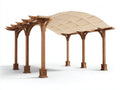 Pérgola de jardín - estructura de madera 400 x 300 x 260 cm - beige-marrón - cubierta ondulada para terraza