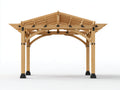 Pérgola de jardín de madera 300x300x280 cm - Marrón natural - Techo oriental con estructura reforzada
