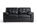Sofás 2 plazas - tapizado efecto cuero 190 x 92 x 88 cm - negro - diseño clásico con reposabrazos acolchados