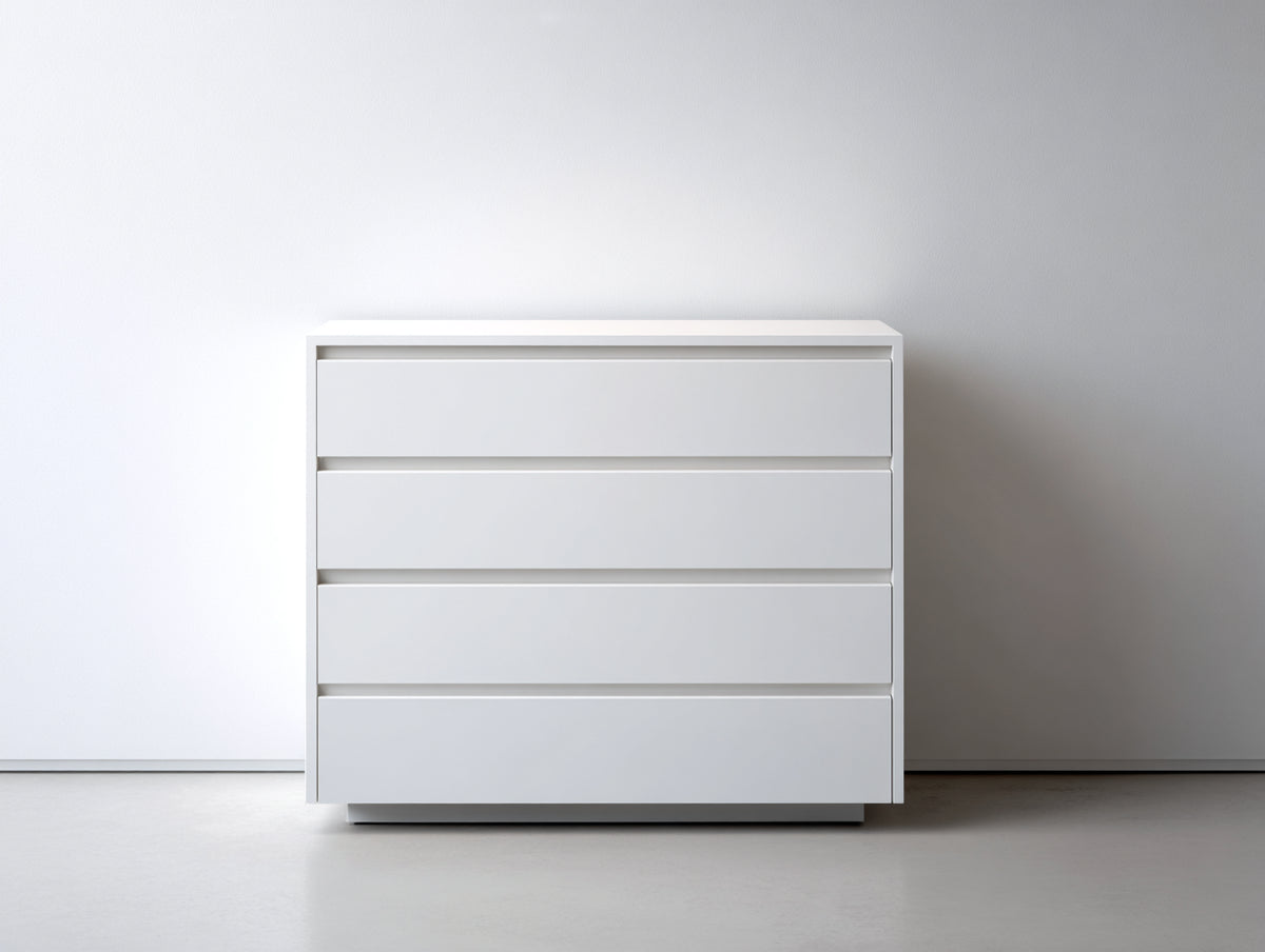 Cómoda de 4 cajones 80x40x90 cm - Blanco - Diseño moderno sin tiradores