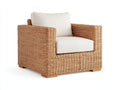 Sillón de ratán natural 92x88x80 cm - Marrón miel y crema - Asiento acolchado y diseño envolvente