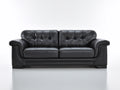 Sofá 2 plazas tapizado en piel 185x94x90 cm - Negro - Respaldo capitoné y reposabrazos acolchados