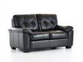 Sofá 2 plazas tapizado en piel 175x92x96 cm - Negro - Respaldo acolchado y reposabrazos curvos
