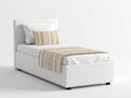 Camas individuales tapizadas 210x105x110 cm - blanco - diseño moderno con base cerrada para dormitorio
