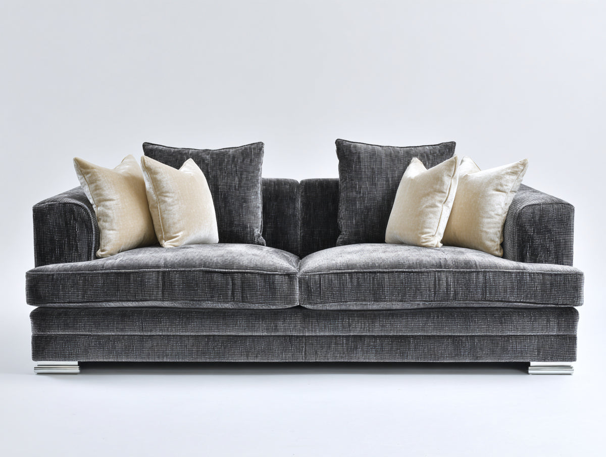 Sofás 2 plazas - tapizado de tela 210 x 95 x 88 cm - gris oscuro - diseño contemporáneo con reposabrazos anchos