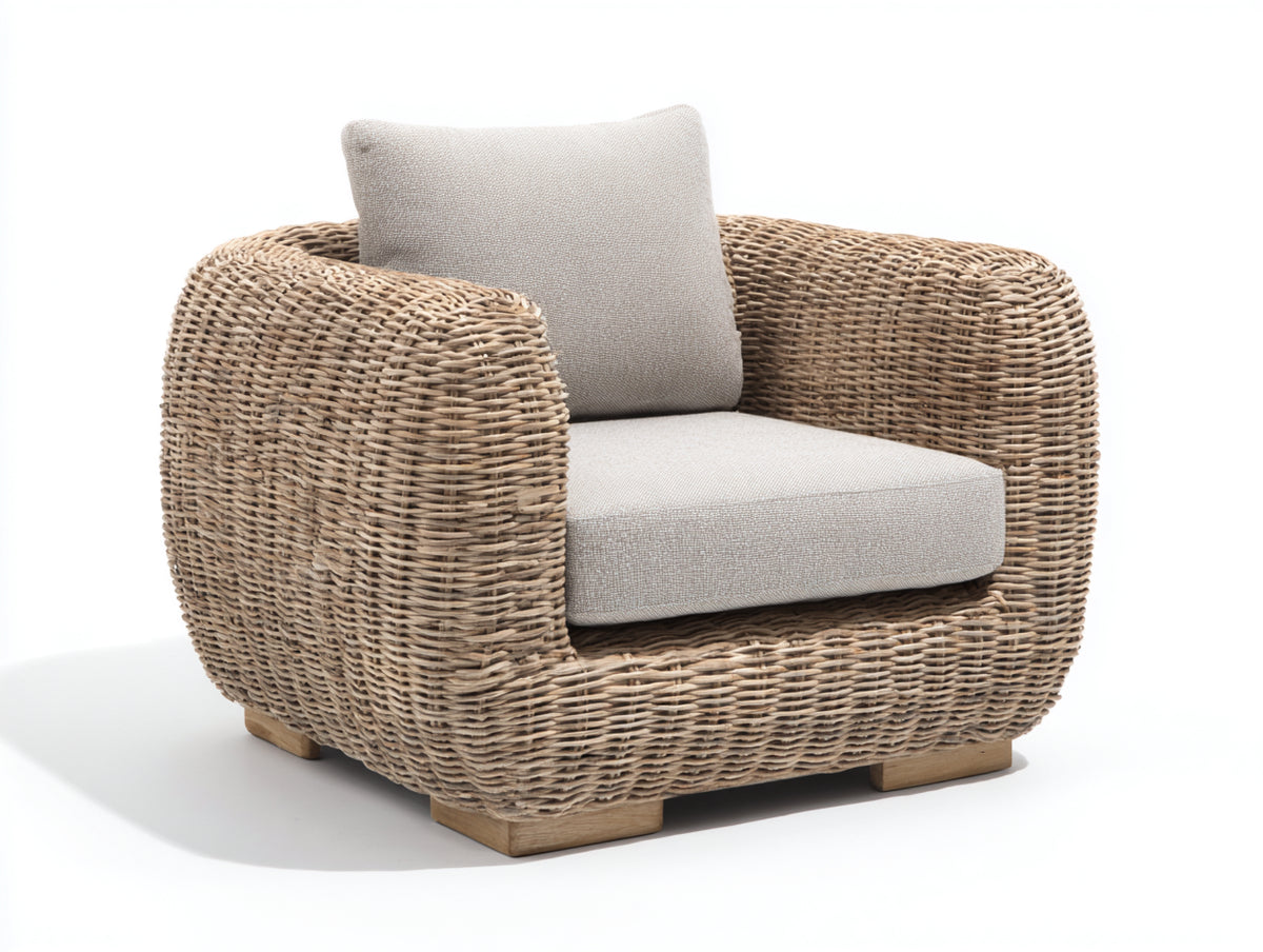 Sillones de ratán natural 85x80x75 cm - marrón - diseño moderno para exterior