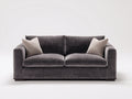 Sofá de 2 plazas tapizado en terciopelo 190x95x85 cm - Gris oscuro - Diseño moderno con reposabrazos rectos