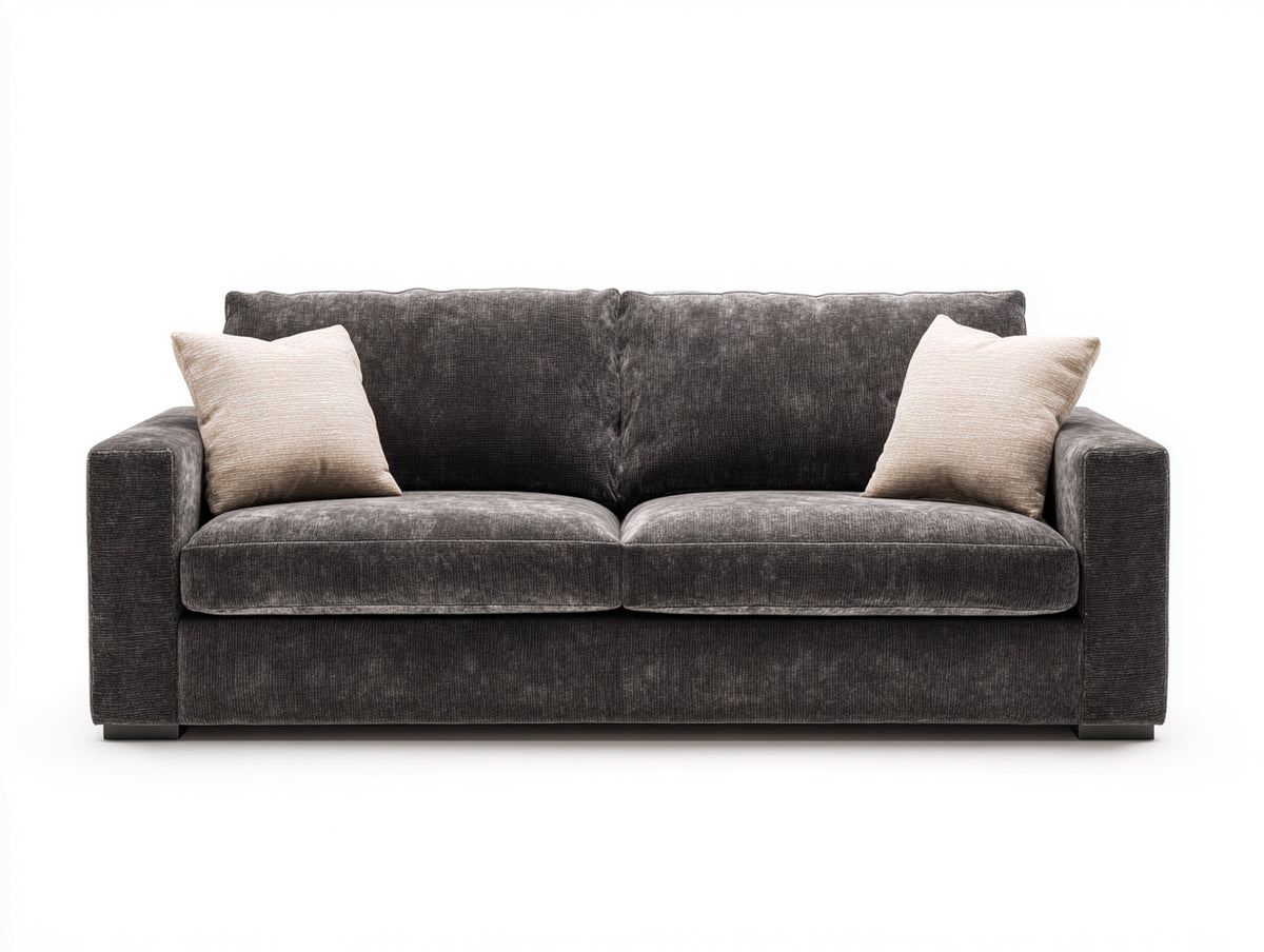 Sofás 2 plazas tapizado 192x94x86 cm - gris oscuro - diseño contemporáneo con asiento acolchado para salón