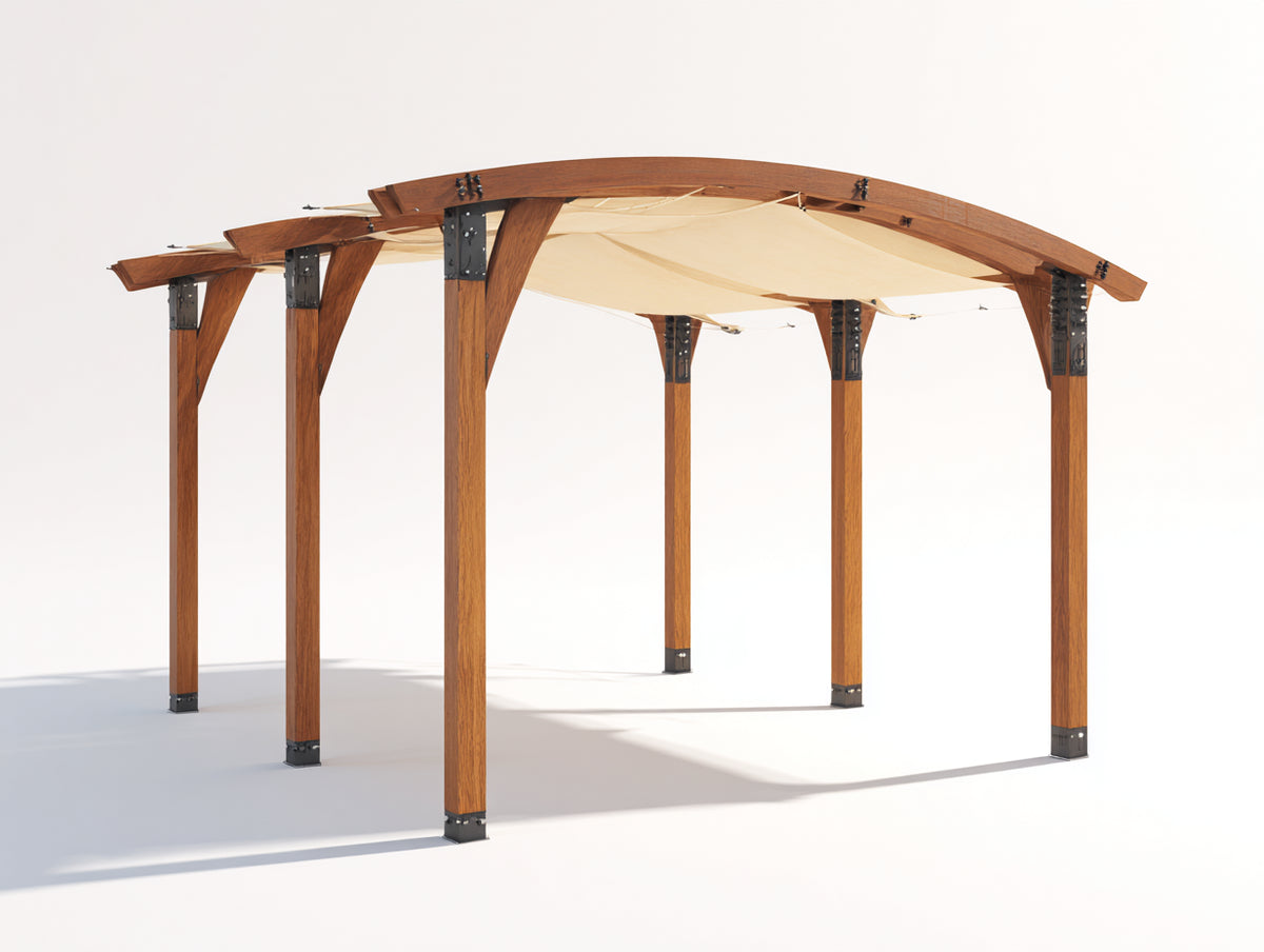 Pérgola de jardín de madera 450x350x250 cm - marrón natural - diseño moderno para exterior