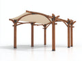 Pérgola de jardín de madera 420x320x270 cm - Marrón-Beige - Diseño moderno con cubierta curva