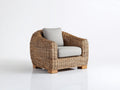 Sillón de ratán natural 85x82x78 cm - Marrón y gris claro - Asiento acolchado y diseño envolvente