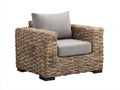 Sillones de ratán 98x92x82 cm - marrón natural-gris claro - diseño robusto con asiento acolchado para salón y terraza cubierta