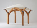 Pérgola de jardín de madera 320x320x270 cm - Madera natural-Blanco - Diseño moderno con cubierta de tela
