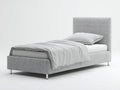 Cama individual tapizada de tela 200x100x110 cm - gris claro - diseño moderno con patas metálicas