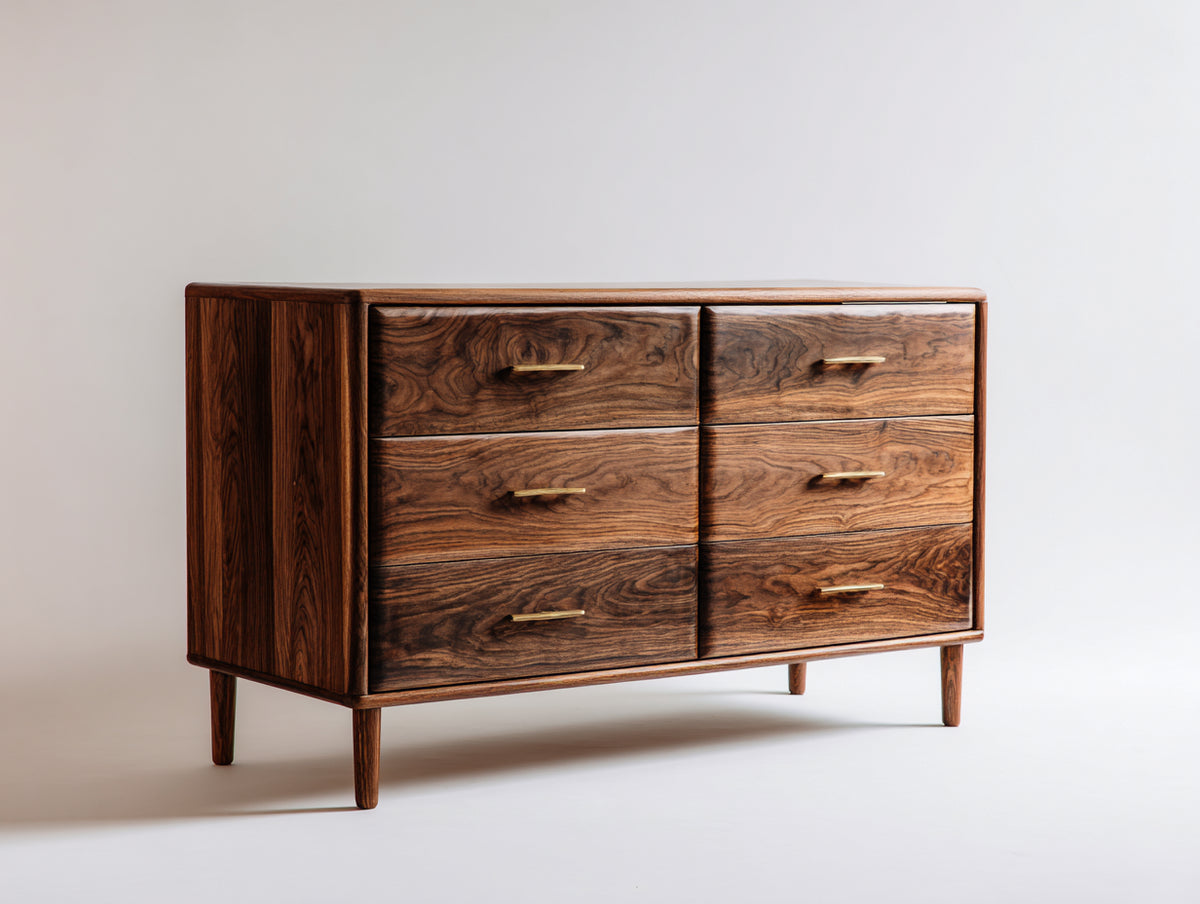 Cómodas - madera 120 x 45 x 80 cm - marrón - diseño moderno con 6 cajones