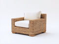 Sillón de ratán 100x92x82 cm - Ratán natural-Blanco roto - Diseño moderno con reposabrazos rectos