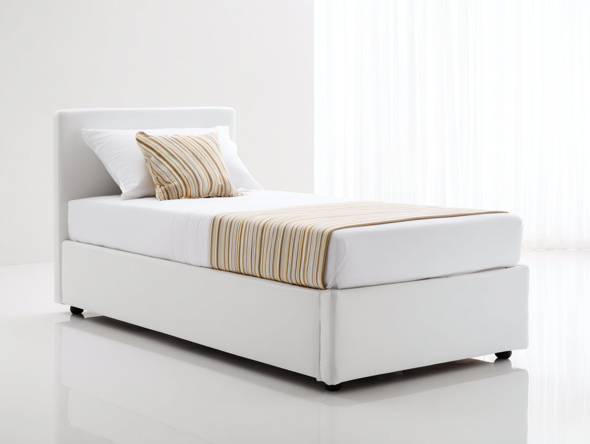 Camas individuales - estructura tapizada 200 x 90 x 110 cm - blanco - diseño moderno para dormitorio