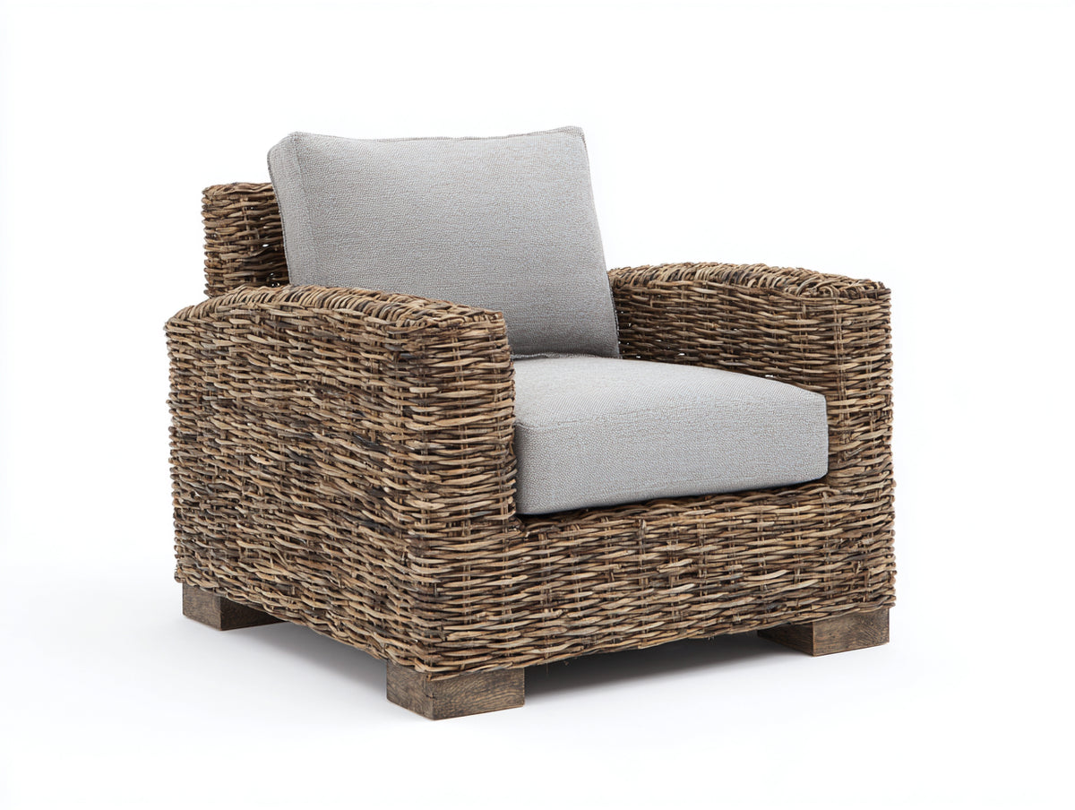Sillones de ratán natural 95x85x75 cm - marrón oscuro - diseño moderno para exterior