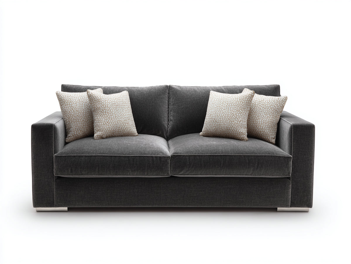 Sofás 2 plazas tapizado 188x92x84 cm - gris antracita - diseño contemporáneo con asiento acolchado para salón