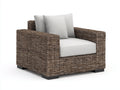 Sillón de ratán 105x95x80 cm - Marrón grisáceo-Blanco - Diseño moderno con reposabrazos anchos