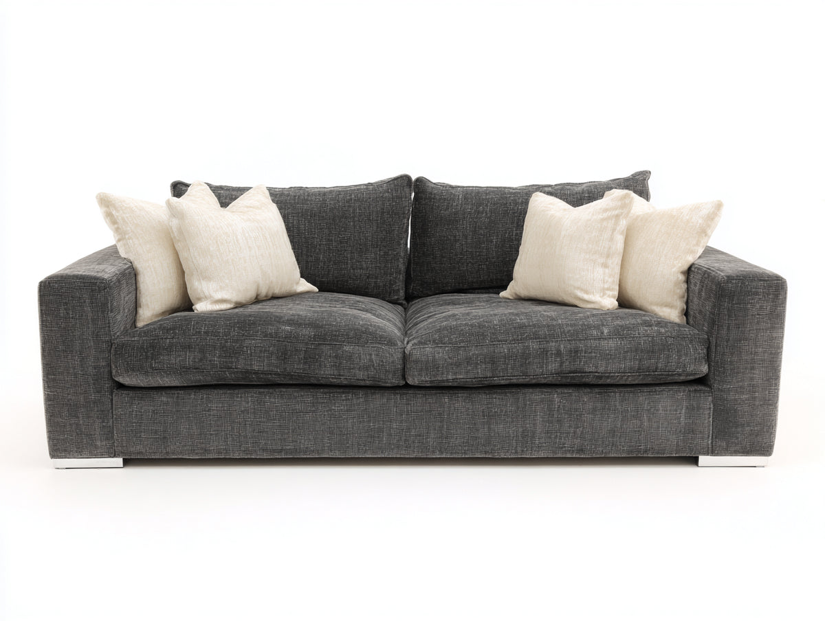 Sofás 2 plazas tapizado 198x96x87 cm - gris oscuro - diseño contemporáneo con asientos amplios para salón