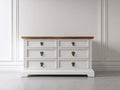 Cómodas de madera 145x45x90 cm - blanco-madera natural - diseño clásico con 6 cajones para dormitorio
